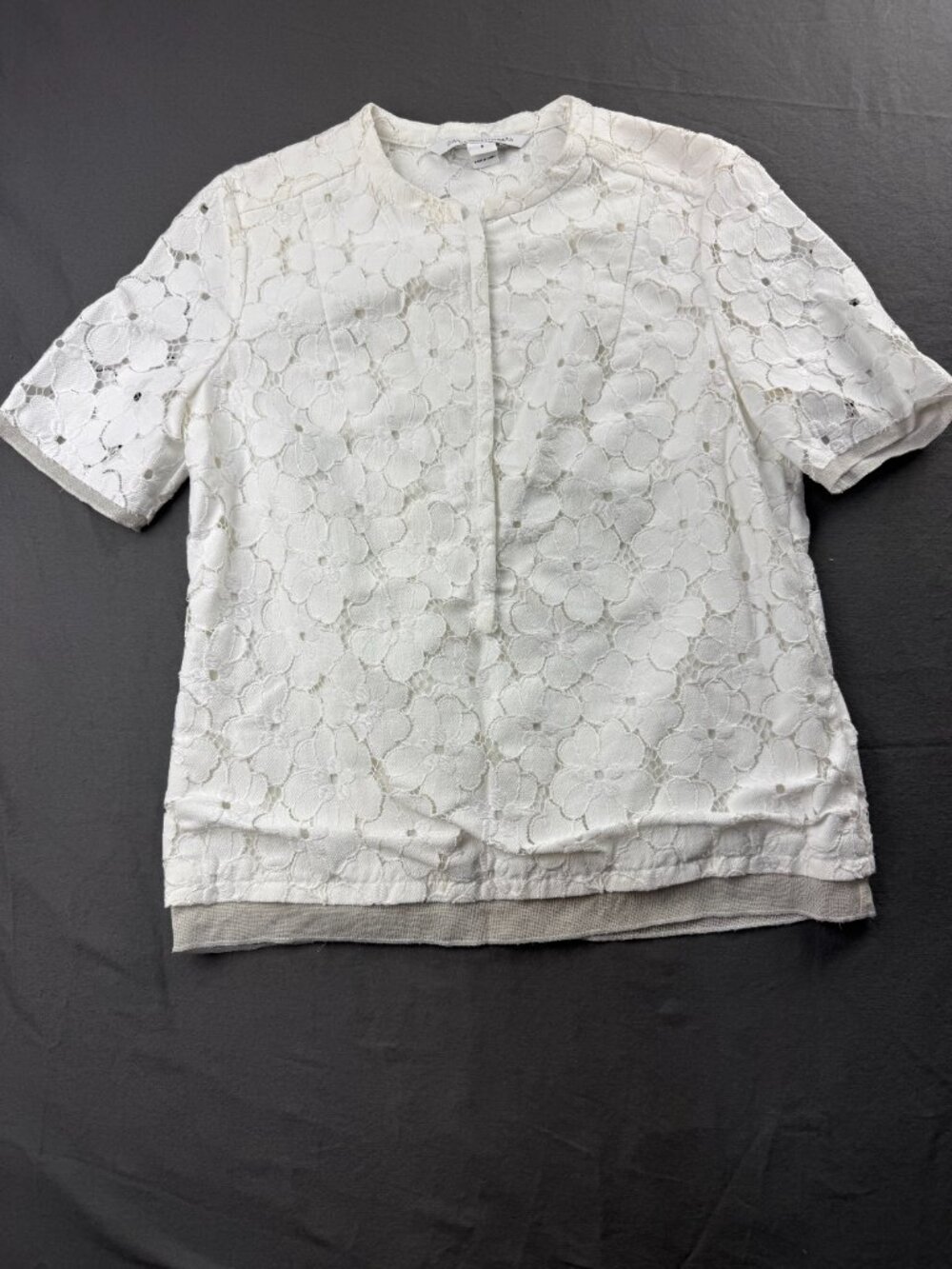 Diane Von Furstenberg Warner White Flower Lace Blouse